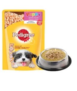 Pedigree Gravy Puppy Dog Food Chicken chunks in gravy 80 g at re.1