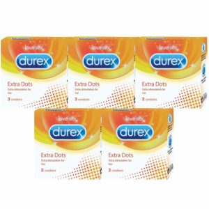 Amazon- Buy Durex Condoms - 3 Count (Pack of 5, Extra Dots) at Rs 218