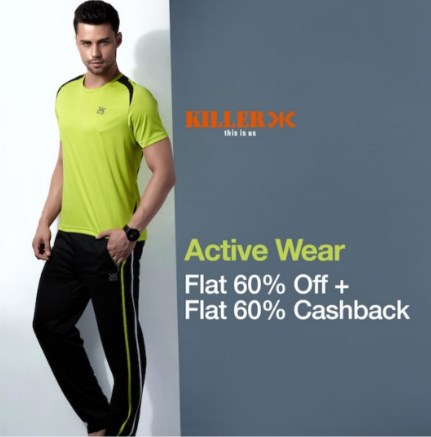 killer sportswear 60% cashback