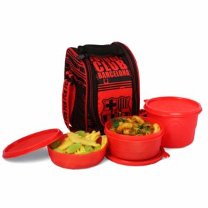 Amazon- Buy FCBARCELONA Club 3 Container Lunch Box Red (Licensed by Cello) at Rs 283