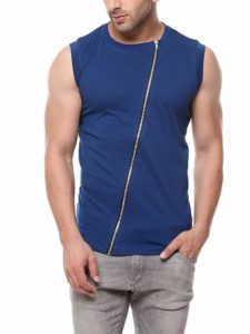 Amazon- Buy GRITSTONES Indigo Sleeveless Zipper Jacket GSCUTSL1149IND at Rs 247