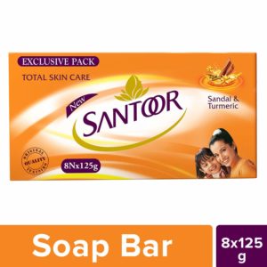 Amazon- Buy Santoor Sandal and Turmeric Sabun,125g (Pack of 8) at Rs