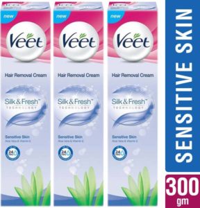 Flipkart - Buy Veet Silk and Fresh Sensitive Skin Hair Removal Cream 100g Pack of 3 Cream  (300 g) at Rs. 220