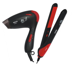 Inalsa Shine Combo Pack- Hair Straightener and Hair Dryer (Black Red)