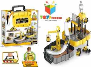 Toys Bhoomi Kid's Series Fold & Go Portable Tactical Command Backpack with 2 Construction Trucks 