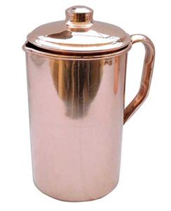 KaBi Aqua Copper Jug with Lid, 2 3 litres, Reddish Brown