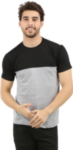 THE ARCHER Color block Men Round Neck Black, Grey T-Shirt