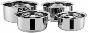 Amazon Brand Solimo Stainless Steel 4-Piece Tope Set Without Lid