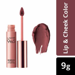 Lakme 9 to 5 Weightless Mousse Lip and Cheek Color, Rose Touch, 9g