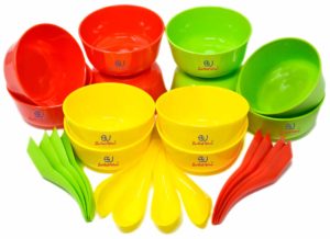 Sarthak Uphaar Plastic Microwave Safe Soup Bowl Set of 24 Pieces (12 Bowl, 12 Spoon)