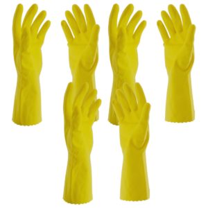 Primeway Rubberex Flocklined Medium Rubber Hand Gloves (Yellow, Pack of 3)