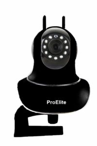 ProElite IP01A WiFi Wireless HD IP Security Camera CCTV [Watch Live Demo] (Supports Upto 128 GB SD Card) [Dual Antenna], Black