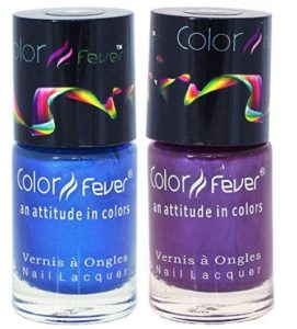 Color Fever Nail Gloss and Polish Set, Blue/Wine, 17g (Pack of 2)