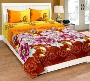 HFI Microfiber Floral Double Bedsheet with 2 Pillow Cover - White