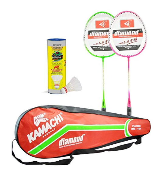 Kamachi Floro Diamond Steel Badminton Combo (Multicolor) 