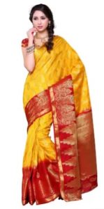 Woven Kanjivaram Art Silk Saree (Gold)