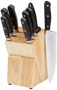 AmazonBasics Premium Stainless Steel Knife Set with Block, 9-Pieces