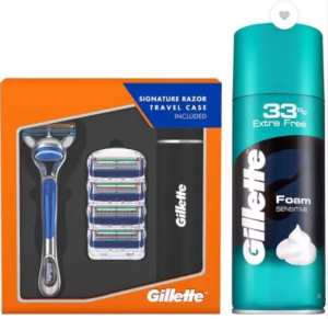 Gillette Fusion Razor Plus Carts 4s Sensitive Foam 418 g  (2 Items in the set)