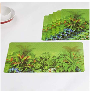 Home Centre Mandarin Printed Placemats- 6 Pcs. - Green