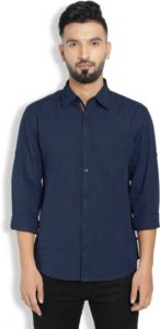 PerfectFit Men Solid Casual Dark Blue Shirt