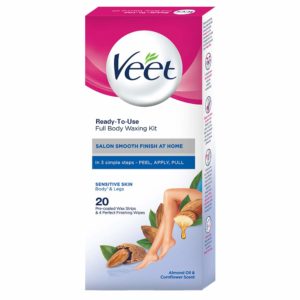 Veet Full Body Waxing Kit for Sensitive Skin, 20 strips