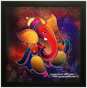 SAF 'Ganesha' Painting (Wood, 12 inch x 12 inch, Special Effect Textured, SAO97) Rs 99 amazon dealnloot