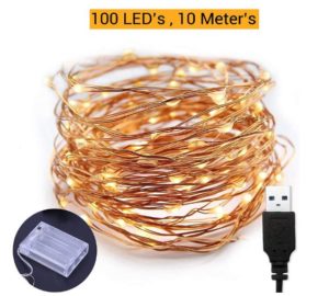 TIED RIBBONS 10 Meter 100 LED Fairy String Lights - USB and Battery Operated