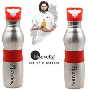 Nouvetta Set of 2 Sports Water Bottle, 650 ml, Red Silicon Band