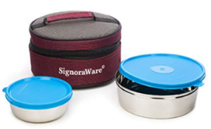 SignoraWare Classic Stainless Steel Lunch Box, 2-Pieces, Blue