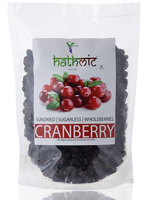 Hathmic Sundried Premium Cranberries 500gm - Chemical Free Dry Fruit