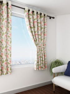 Off-White & Pink Single Printed Window Curtain