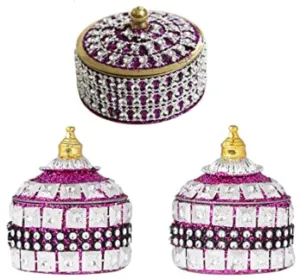 Angelic Brass Jewellery with Sindoor Box (7 cm x 7 cm x 5 cm, Purple)