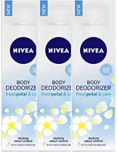 Nivea Body Deodorizer Fresh Petal and Care Gas Free Spray for Women, 120 ml (Pack of 3)