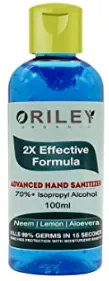 Oriley Waterless Hand Sanitizer 70% Isopropyl Alcohol Based Instant Germ Protection Sanitizing Gel Rinse-free Palm Cleaner Handrub (100ml)