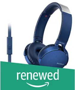 (Renewed) Sony Extra Bass MDR-XB550AP On-Ear Headphones with Mic (Blue)