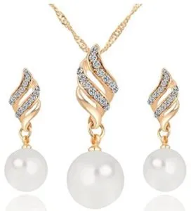 Shining Diva Fashion Jewellery Pearl Set for Women (White)