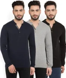 Billion PerfectFit Solid Men Henley Multicolor T Rs 286 flipkart dealnloot