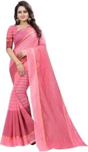 Dhyey fashion Striped Fashion Cotton Blend Saree Rs 180 flipkart dealnloot