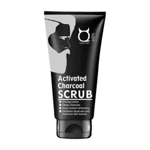 Qraa Men Activated Bamboo Charcoal Scrub with Rs 120 amazon dealnloot