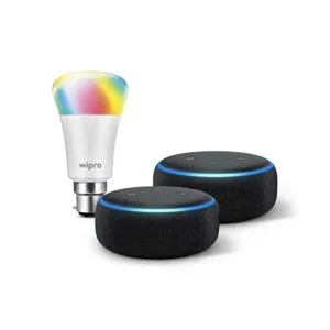 Echo Dot gift twin pack Black with Rs 3999 amazon dealnloot