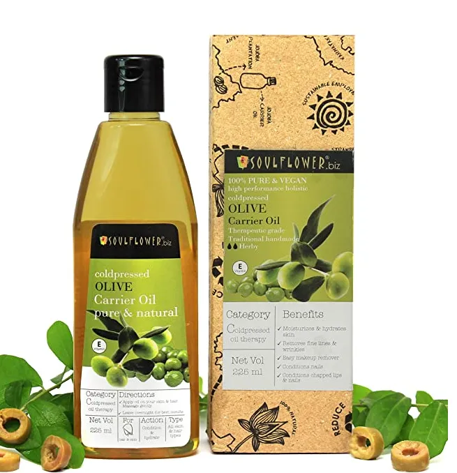 Soulflower Olive Oil, 225ml 100 % Natural Cold Pressed