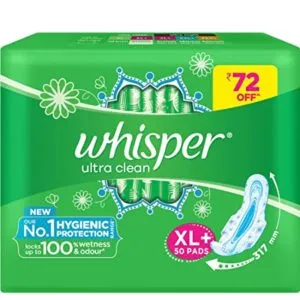 Whisper Ultra Clean Sanitary Pads for Women Rs 351 amazon dealnloot