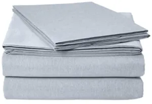 AmazonBasics Chambray Bed Sheet Set - Queen, Denim Wash - with 2 pillow cases