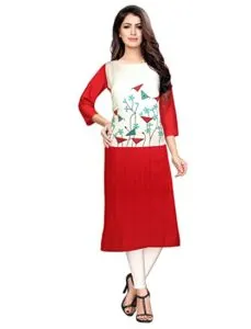 Pop Mantra Women s Crepe Straight Kurta Rs 161 amazon dealnloot