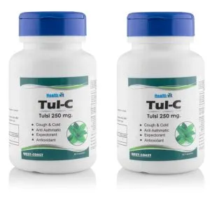 Healthvit Tul-C Tulsi Powder 250 mg - 60 Capsules (Pack of 2) at Rs 179