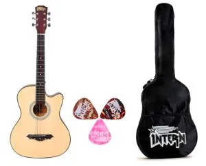 Intern INT-38C Natural Acoustic Guitar kit with carry bag & picks