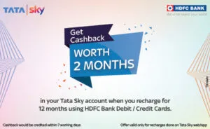 Recharge your Tata Sky account for 12 months and get cashback