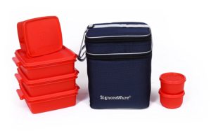 Signoraware Family Pack Lunch with Bag, Deep Red