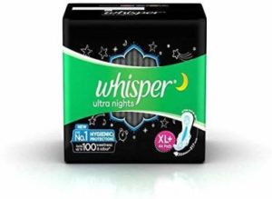 Whisper Ultra Night Sanitary pads XL Plus - 44 pads Sanitary Pad (Pack of 44)