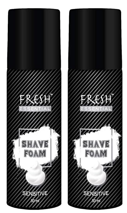 Fresh Essential Shave Foam - Sensitive, 50 ml (Pack of 2)